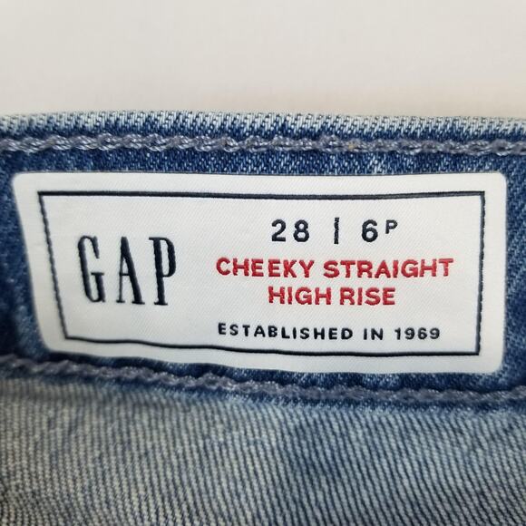 GAP Jeans Womens 6 Petite Blue Cheeky Straight High Rise Light Denim - Picture 6 of 12